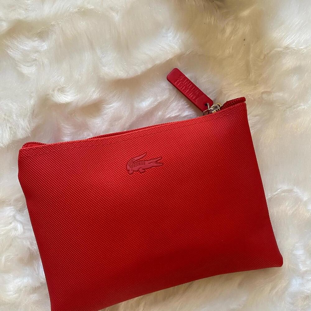 Lacoste Red Textured Clutch Bag